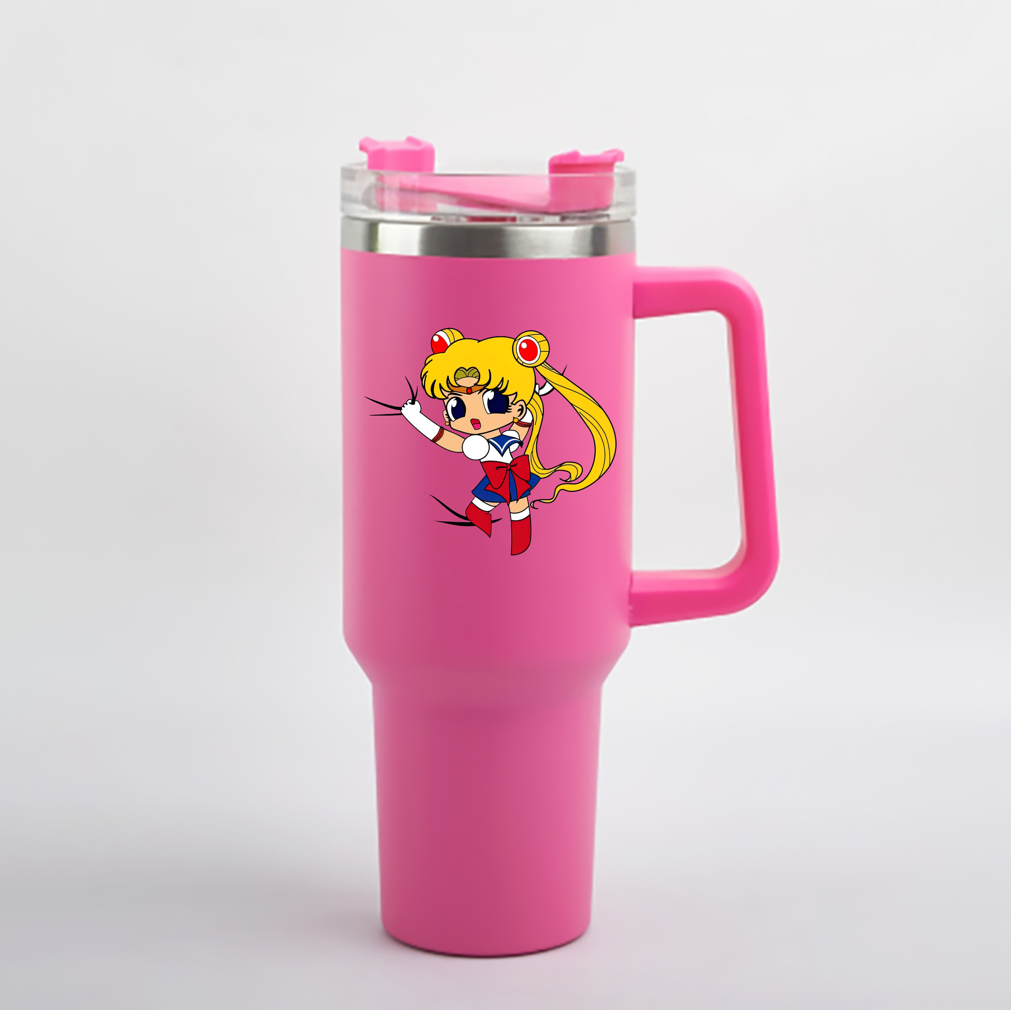 （画像用） 美少女戦士セーラームーン 月野 うさぎ つきの うさぎ Sailor Moon Tsukino Usagi 1200mL車用タンブラー - クリスタルステッカー（プラスチックストロー付き）